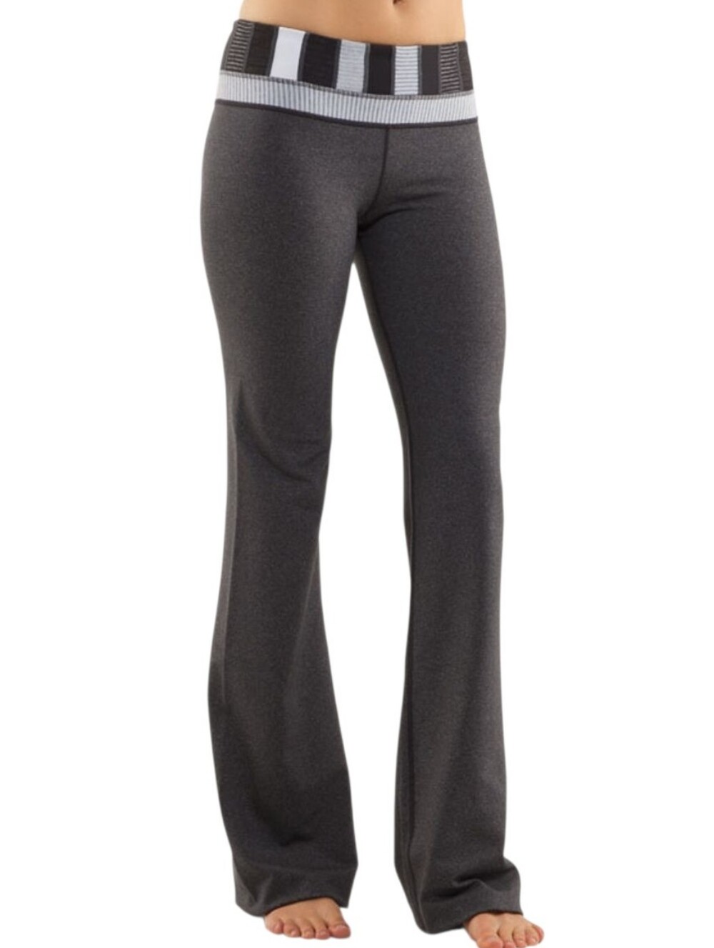 Lululemon Groove Pant Heathered Deep Coal Quilting Women 6 Yoga Low Rise